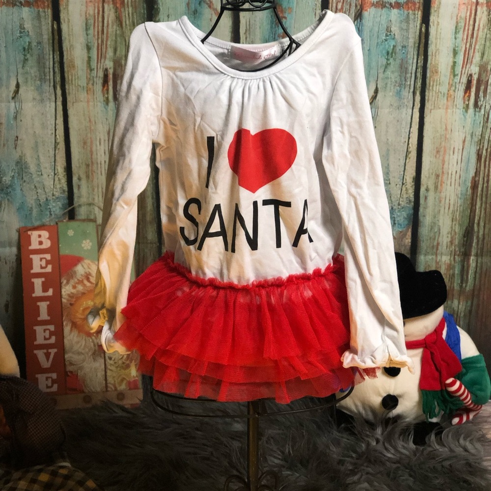 Boutique Brand I love Santa shirt w/tutu 2T☘️